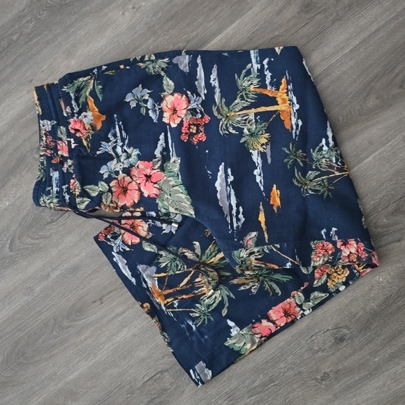 Time and Tru Pants - Navy Tropical Floral Wide-Leg Pants